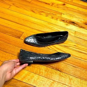 ✈️Talbots Leather Sequins Shiny party evening SlipOn goth coquette pointy flat